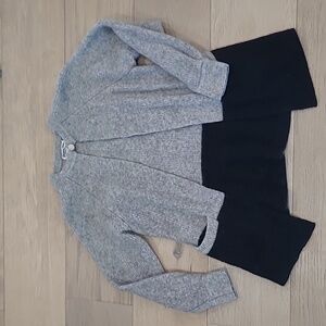 Vintage 80s Christian Dior Sweater Women's M Black/Grey Lambswool Cardigan